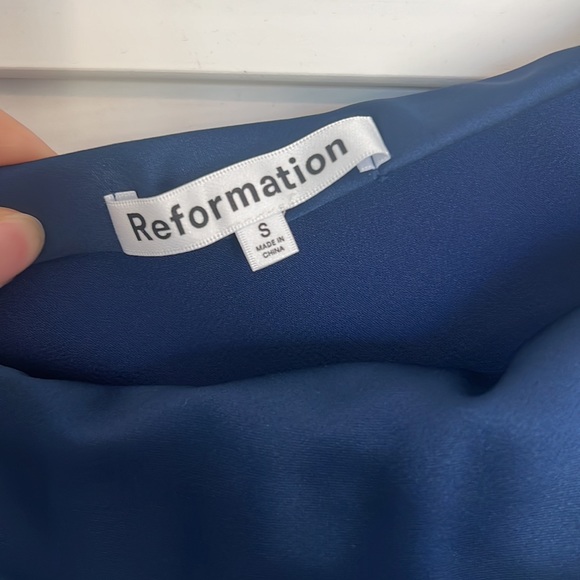 Reformation Nevaeh strapless satin navy blue dress - Picture 9 of 16